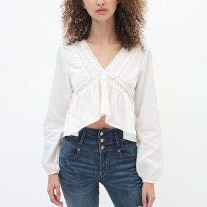 Aéropostale Embroidered V-Neck Babydoll Top